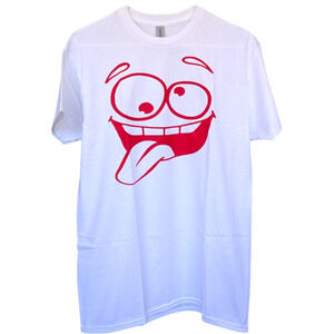 Red Smiley Face Emoji Graphic Tee - Size M - All Genders